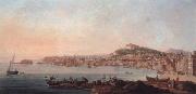 unknow artist Naples,a view of the bay from the marinella looking towards the molo and the castel dell ovo Spain oil painting reproduction